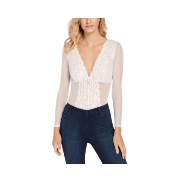 INC International Concepts Tops - I.n.c. International Concepts Not So Basic Long-Sleeve Lace Mesh Bodysuit, L